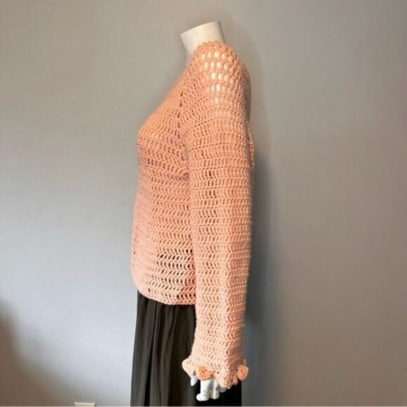Women's Hand Knitted Lose Knit Peach Sweater Size S - Picture 2 of 8